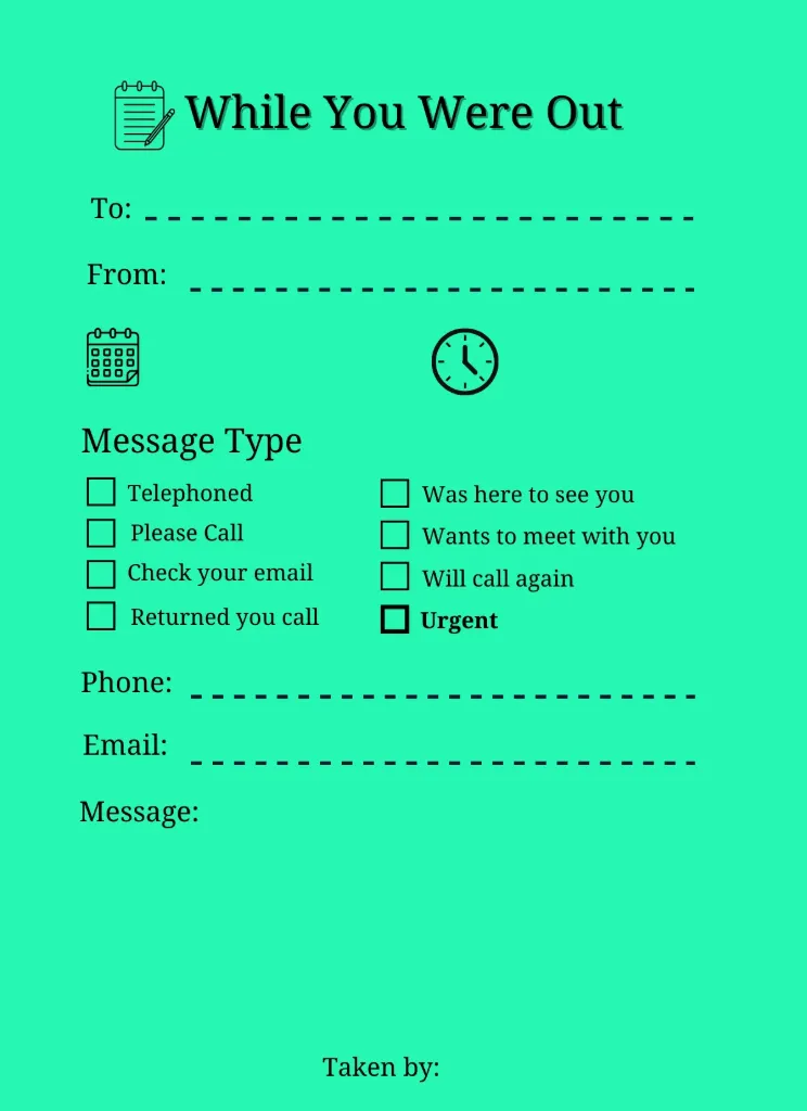 Telephone Message Pads (Green)